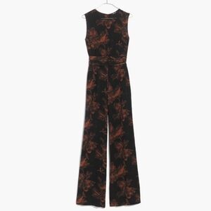 Madewell Black and Orange Floral Jumpsuit, Sz. 6